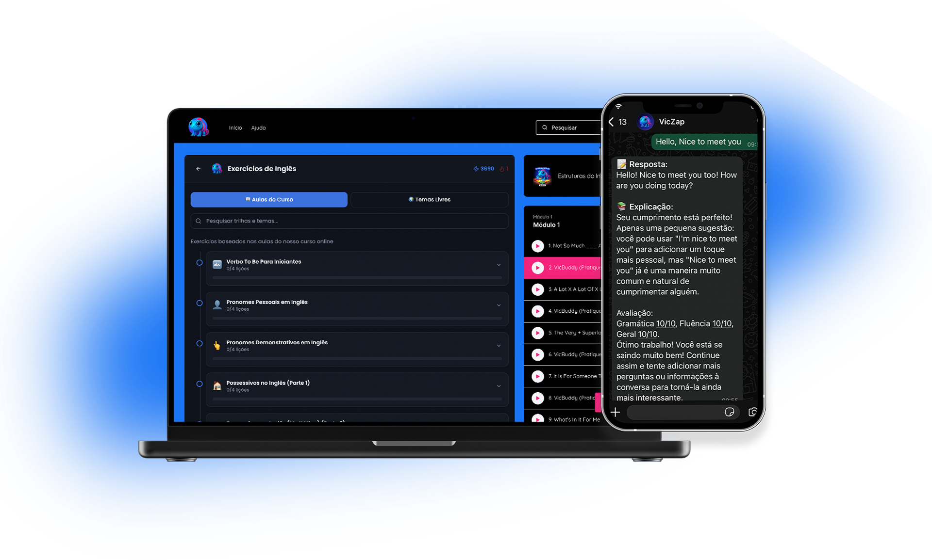 Notebook e celular com o FluentsLab